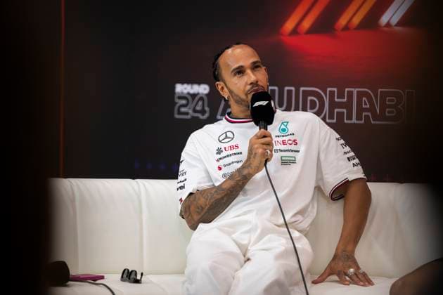 December 5, 2024, Abu Dhabi, United Arab Emirates: LEWIS HAMILTON (GBR) of Mercedes-AMG 44 speaks his his last press conference, PK, Pressekonferenz as a Mercedes driver before switching to Scuderia Ferrari during media day of the 2024 Formula 1 Abu Dhabi Grand Prix at the Yas Marina Circuit. Abu Dhabi United Arab Emirates - ZUMAb177 20241205_aap_b177_012 Copyright: xTaidghxBarronx