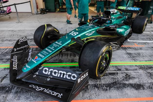 Yas Marina Circuit, Abu Dhabi, United Arab Emirates 5.December.2024; Aston Martin Aramco the AMR23 in the pitlane during Formula One Abu Dhabi GP  (275332258)