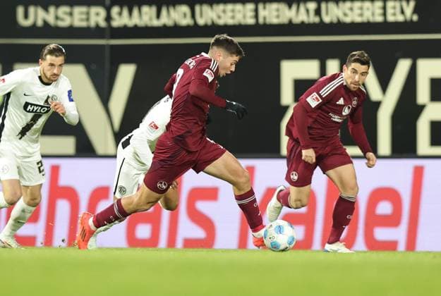 06 12 2023 Soccer Season 2024 2025 2 Soccer Bundesliga 15 Matchday SV Elversberg 1 FC Nürnberg FCN Club Sportfoto Zink DaMa xdaxmax DFL regulations prohibit any use of photographs as image sequences and or quasi video only for editorial use Stefanos Tzimas 9, 1 FC Nürnberg FCN im Angriff