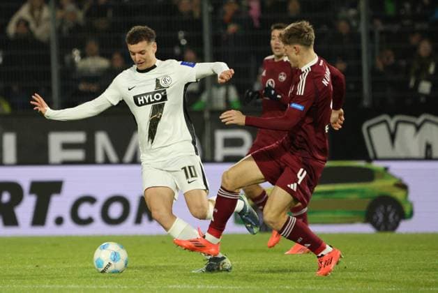 06 12 2024, Football, Men, 2 Bundesliga, Season 2024 2025, SV 07 Elversberg 1 FC Nuernberg, Fisnik Asllani SV 07 Elversberg , Finn Jeltsch 1 FC Nuernberg Elversberg Ursapharm Arena an der Kaiserlinde Saarland Germany EN Copyright: xSebastianxBachx