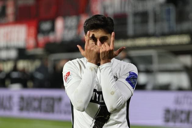 06 12 2024, Football, Men, 2 Bundesliga, Season 2024 2025, SV 07 Elversberg 1 FC Nürnberg, Goal celebration to 2 1, Goalscorer Muhammed Damar SV 07 Elversberg Elversberg Ursapharm Arena an der Kaiserlinde Saarland Germany EN Copyright: xSebastianxBachx