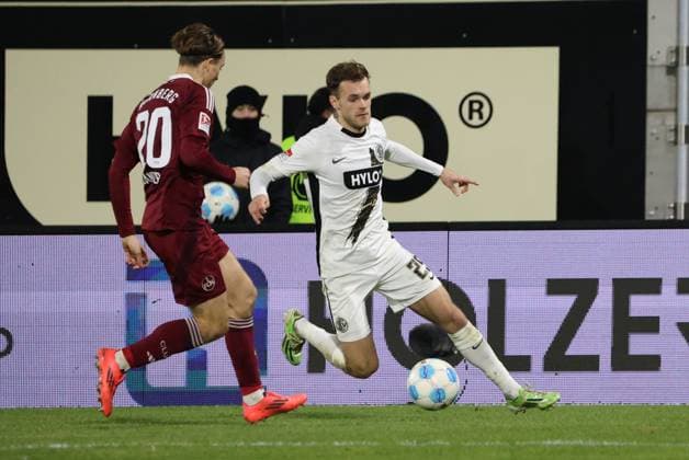 06 12 2024, Football, Men, 2 Bundesliga, Season 2024 2025, SV 07 Elversberg 1 FC Nürnberg, Tom Zimmerschied SV 07 Elversberg , Caspar Jander 1 FC Nuernberg Elversberg Ursapharm Arena an der Kaiserlinde Saarland Germany EN Copyright: xSebastianxBachx