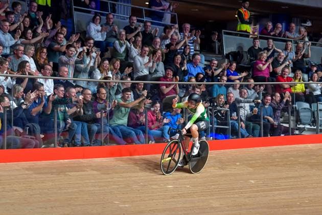 Lara Gillespie of Ireland takes the win in the women elimination UCI Track Champions League at the Lee Valley VeloPark, London, England on 6 December 2024. Copyright: xPhilxHutchinsonx 42200003