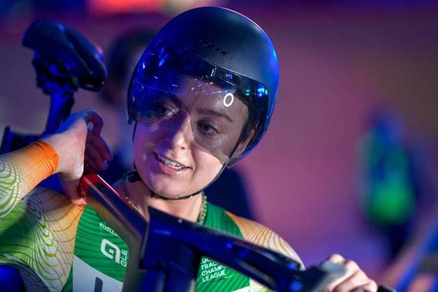 Lara Gillespie of Ireland taking the win in the women elimination UCI Track Champions League at the Lee Valley VeloPark, London, England on 6 December 2024. Copyright: xPhilxHutchinsonx 42200005