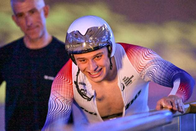 Matthew Richardson of Great Britain competing in the keirin takes the qualifier at the UCI Track Champions League at the Lee Valley VeloPark, London, England on 6 December 2024. Copyright: xPhilxHutchinsonx 42200008