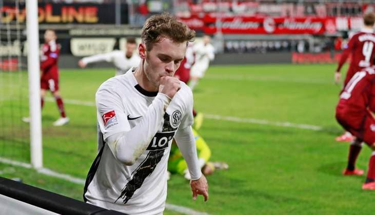 06 12 2024, xmohx, Soccer 2 Bundesliga, SV Elversberg 1 FC Nürnberg emspor, v l Elversberg celebrates the 1 1 by Tom Zimmerschied DFL DFB REGULATIONS PROHIBIT ANY USE OF PHOTOGRAPHS as IMAGE SEQUENCES and or QUASI VIDEO Elversberg