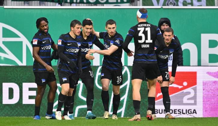 07 12 2024 Soccer Season 2024 2025 2 Soccer Bundesliga 15 Matchday SpVgg Greuther Fürth Kleeblatt Hertha BSC Berlin Sportfoto Zink xwoxzix DFL regulations prohibit any use of photographs as image sequences and or quasi video only for editorial use Torjubel Jubel Freude nach Treffer Tor Torschuß zum 0 1 durch Ibrahim Maza 10, Hertha BSC Berlin
