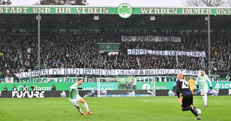 07 12 2024 Soccer Season 2024 2025 2 Soccer Bundesliga 15 Matchday SpVgg Greuther Fürth Kleeblatt Hertha BSC Berlin Sportfoto Zink xwoxzix DFL regulations prohibit any use of photographs as image sequences and or quasi video only for editorial use Greutherfürthfans Fans Fanblock Kleeblattfans Protest Fanprotest against police