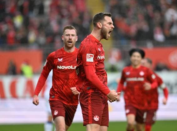 Soccer 2 Bundesliga Season 2024 25 1 FC Kaiserslautern 07 12 2024 Fritz Walter Stadion 1 FC Kaiserslautern fck Karlsruher SC ksc Boris TOMIAK 1 FC Kaiserslautern cheers after his 1 0 1 FC Kaiserslautern