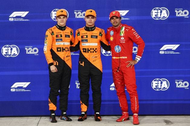 F1 Abu Dhabi Grand Prix 2024 Qualifying Oscar Piastri, Lando Norris of McLaren and Carlos Sainz of Ferrari after qualifying ahead of the Formula 1 Abu Dhabi Grand Prix at Yas Marina Circuit in Abu Dhabi, United Arab Emirates on December 7, 2024. Abu Dhabi United Arab Emirates  Copyright: xJakubxPorzyckix originalFilename:porzycki-f1abudha241207_npodN.jpg