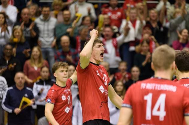 Jubel, Huber Faust, Jan Huber TV Rottenburg, 03 TV Rottenburg vs TuS Kriftel, Volleyball, 2 Bundesliga Sued, 10 Matchday, Season 2024 2025, 07 12 2024, TV Rottenburg vs TuS Kriftel, Volleyball, 2 Bundesliga Sued, 10 Matchday, Season 2024 2025, 07 12 2024 Rottenburg Copyright: xEibner-Pressefoto RalphxKunzex EP_RKE