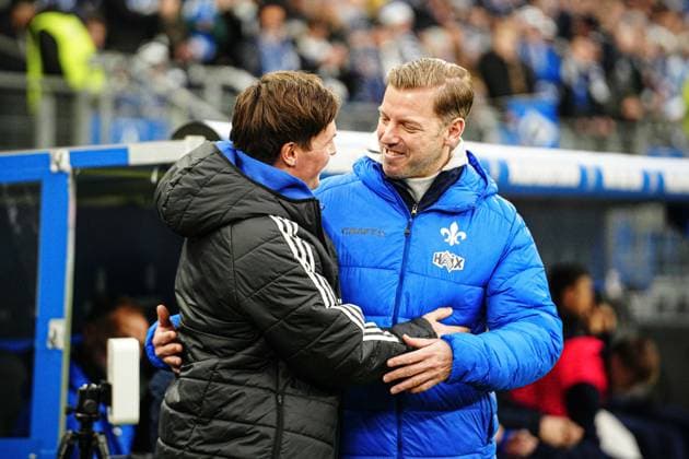 Merlin Polzin Hamburger SV, Co Coach and Florian Kohfeldt SV Darmstadt 98, Coach GER, Hamburger SV vs SV Darmstadt 98, Football, 2 Bundesliga, Matchday 15, Season 2024 2025, 08 12 2024 DFL REGULATIONS PROHIBIT ANY USE OF PHOTOGRAPHS AS IMAGE SEQUENCES AND OR QUASI VIDEO GER, Hamburger SV vs SV Darmstadt 98, Football, 2 Bundesliga, Matchday 15, Season 2024 2025, 08 12 2024 Hamburg Copyright: xEibner-Pressefoto MarcelxvonxFehrnx EP_MFN