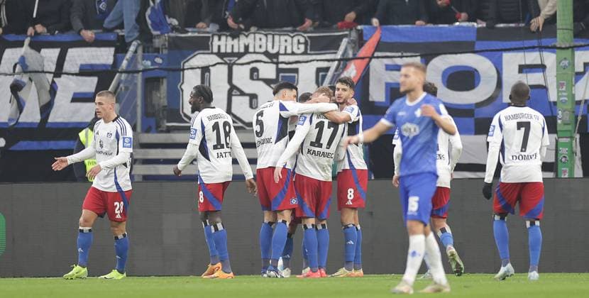 Adam Karabec HSV celebrates the 2 1 Football, Men, Season 2024 2025, 2 BL, Volksparkstadion, Hamburger SV vs SV Darmstadt 98 DFL REGULATIONS PROHIBIT ANY USE OF PHOTOGRAPHS AS IMAGE SEQUENCES AND OR QUASI VIDEO
