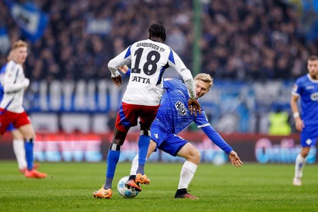 Hamburg, 8 December 2024 Football, 2 Bundesliga 2024 25, Hamburger SV SV Darmstadt 98 Bakery Jatta Hamburger SV, 18 , Andreas Müller SV Darmstadt 98, 16 DFL REGULATIONS PROHIBIT ANY USE OF PHOTOGRAPHS AS IMAGE SEQUENCES AND OR QUASI VIDEO