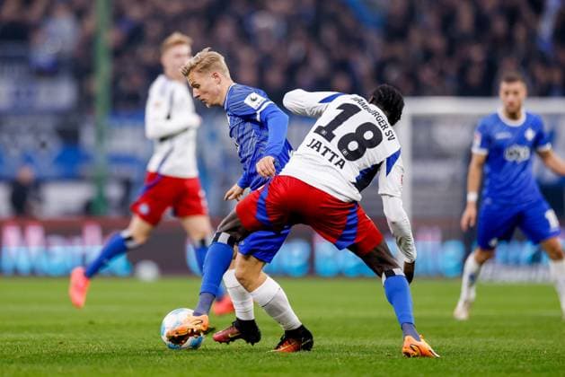 Hamburg, 8 December 2024 Football, 2 Bundesliga 2024 25, Hamburger SV SV Darmstadt 98 Andreas Müller SV Darmstadt 98, 16 , Bakery Jatta Hamburger SV, 18 DFL REGULATIONS PROHIBIT ANY USE OF PHOTOGRAPHS AS IMAGE SEQUENCES AND OR QUASI VIDEO