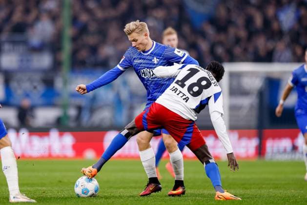 Hamburg, 8 December 2024 Football, 2 Bundesliga 2024 25, Hamburger SV SV Darmstadt 98 Andreas Müller SV Darmstadt 98, 16 , Bakery Jatta Hamburger SV, 18 DFL REGULATIONS PROHIBIT ANY USE OF PHOTOGRAPHS AS IMAGE SEQUENCES AND OR QUASI VIDEO