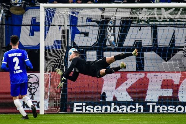 2 1 by Adam Karabec HSV not in picture Marcel Schuhen Darmstadt has no chance Germany , Hamburg , Volksparkstadion , Football , 2 Bundesliga , Hamburger SV SV Darmstadt 98