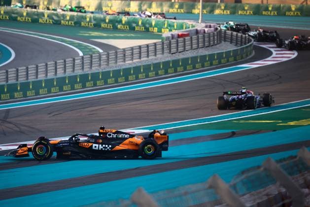 December 8, 2024, Abu Dhabi, United Arab Emirates: Oscar Piastri of McLaren spins on the opening lap of Formula 1 Abu Dhabi Grand Prix at Yas Marina Circuit on December 8th, 2024 in Abu Dhabi, United Arab Emirates. Abu Dhabi United Arab Emirates - ZUMAz156 0783731877st Copyright: xBeataxZawrzelx