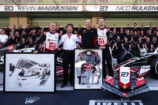 20 Kevin Magnussen DNK 27 Nico Hülkenberg DEU Moneygram Haas F1 Team USA Haas VF 24 Ferrari farewell during the 2024 Formula One Abu Dhabi Grand Prix, 24th round of the 2024 Formula 1 World Championship from December 6 to 8 , 2024 at Yas Marina circuit ARE Abu Dhabi Yas Marina Circuit United Arab Emirates Copyright: x x2024xEurasiaxSportxImagesx jp-en-EuSpIm-MPS_PPN_F1_Abu_Dhabi_08Dec2024_UA148