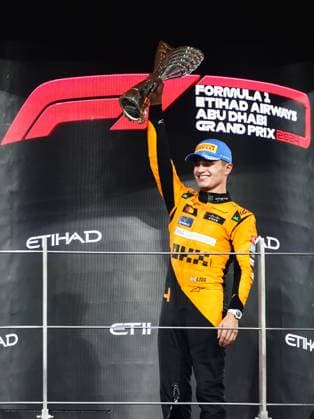 F1 Abu Dhabi Grand Prix Lando Norris of McLaren celebrates on the podium during Formula 1 Abu Dhabi Grand Prix at Yas Marina Circuit on December 8th, 2024 in Abu Dhabi, United Arab Emirates. Abu Dhabi United Arab Emirates  Copyright: xBeataxZawrzelx originalFilename:zawrzel-f1abudha241208_npaae.jpg
