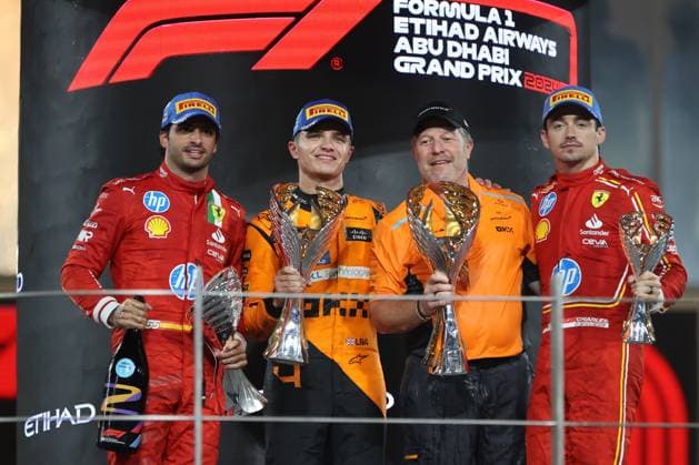 Podium of the 2024 Formula One Abu Dhabi Grand Prix, 24th round of the 2024 Formula 1 World Championship from December 6 to 8 , 2024 at Yas Marina circuit UAE Abu Dhabi Yas Marina Circuit United Arab Emirates Copyright: x x2024xEurasiaxSportxImagesx jp-en-EuSpIm-MPS_PPN_F1_Abu_Dhabi_08Dec2024_UA236