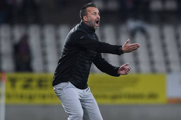 Soccer 3 Liga 7 Matchday Rot Weiss Essen Borussia Dortmund II on 25 09 2024 at Stadion an der Hafenstraße in Essen Christoph Dabrowski Coach Head Coach Essen DFB regulations prohibit any use of photographs as image sequences and or quasi video xRx