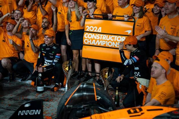 December 8, 2024, Abu Dhabi, Singapore, United Arab Emirates: McLaren World Championship, WM, Weltmeisterschaft Celebrations on Sunday at the 2024 Formula 1 Abu Dhabi Grand Prix at the Yas Marina Circuit. Abu Dhabi United Arab Emirates - ZUMAl191 20241208_zsp_l191_091 Copyright: xAntoinexLapeyrex