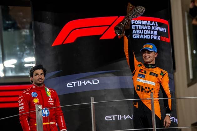 ABU DHABI, UNITED ARAB EMIRATES: Lando Norris, racing for the McLaren F1 team during the 2024 Formula 1 Abu Dhabi Grand Prix at the Yas Marina Circuit in Abu Dhabi, United Arab Emirates