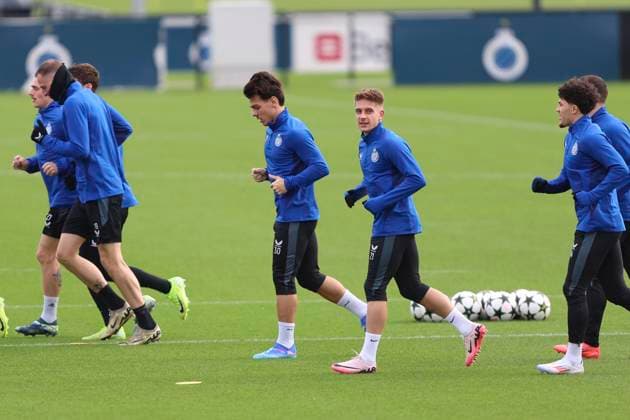 Club Brugge v Sporting CP - UEFA Champions League Media Activities 09 12 2024 WESTKAPELLE, BELGIUM - DECEMBER 09 : Jashari Ardon midfielder of Club Brugge and Skoras Michal forward of Club Brugge pictured during a training session ahead of the UEFA Champions League 2024 25 League Phase MD6 match between Club Brugge and Sporting CP on December 9, 2024 in Westkapelle, Belgium, 09 12 2024 Westkapelle Belgium  Copyright: xTomasxSiskx