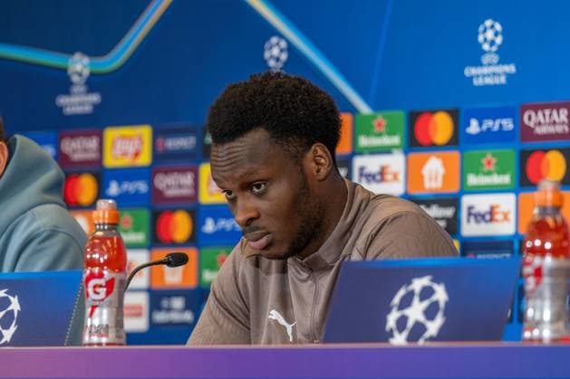 Sport Bilder des Tages SOCCER - UEFA CL, RBS vs PSG SALZBURG,AUSTRIA,09.DEC.24 - SOCCER - UEFA Champions League, Red Bull Salzburg vs Paris Saint German, preview, press conference, PK, Pressekonferenz RBS. Image shows Samson Baidoo (RBS).  GEPAxpictures xWolfgangxKofler