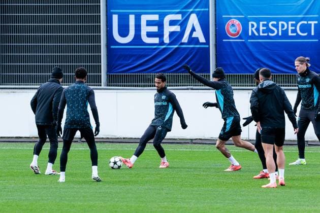 UEFA Champions League final training Bayer 04 Leverkusen 09 12 2024 Arthur Bayer 04 Leverkusen, 13 on the ball UEFA Champions League final training Bayer 04 Leverkusen before the match against Inter Milan, Leverkusen, BayArena on 09 12 2024 Copyright: xBEAUTIFULxSPORTS Wunderlx