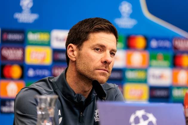 UEFA Champions League final training Bayer 04 Leverkusen 09 12 2024 Xabi Alonso head coach Bayer 04 Leverkusen during the press conference UEFA Champions League final training Bayer 04 Leverkusen before the match against Inter Milan, Leverkusen, BayArena on 09 12 2024 Copyright: xBEAUTIFULxSPORTS Wunderlx