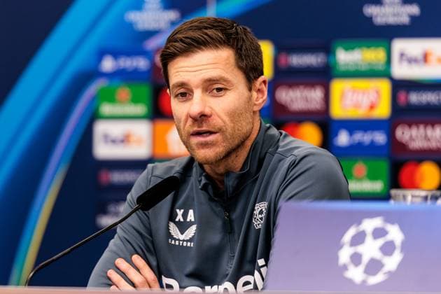 UEFA Champions League final training Bayer 04 Leverkusen 09 12 2024 Xabi Alonso head coach Bayer 04 Leverkusen during the press conference UEFA Champions League final training Bayer 04 Leverkusen before the match against Inter Milan, Leverkusen, BayArena on 09 12 2024 Copyright: xBEAUTIFULxSPORTS Wunderlx