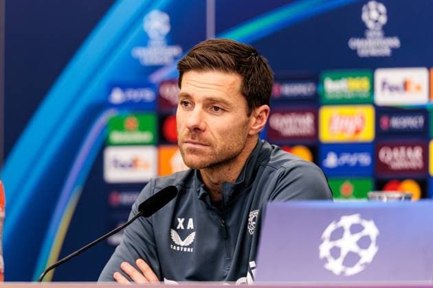 UEFA Champions League final training Bayer 04 Leverkusen 09 12 2024 Xabi Alonso head coach Bayer 04 Leverkusen during the press conference UEFA Champions League final training Bayer 04 Leverkusen before the match against Inter Milan, Leverkusen, BayArena on 09 12 2024 Copyright: xBEAUTIFULxSPORTS Wunderlx