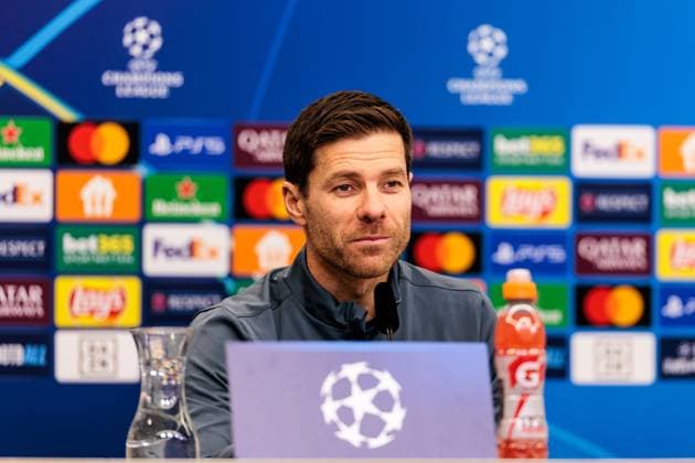 UEFA Champions League final training Bayer 04 Leverkusen 09 12 2024 Xabi Alonso head coach Bayer 04 Leverkusen during the press conference UEFA Champions League final training Bayer 04 Leverkusen before the match against Inter Milan, Leverkusen, BayArena on 09 12 2024 Copyright: xBEAUTIFULxSPORTS Wunderlx