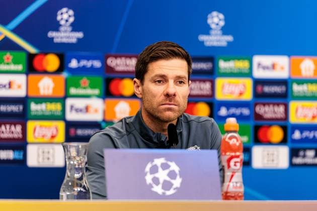 UEFA Champions League final training Bayer 04 Leverkusen 09 12 2024 Xabi Alonso head coach Bayer 04 Leverkusen during the press conference UEFA Champions League final training Bayer 04 Leverkusen before the match against Inter Milan, Leverkusen, BayArena on 09 12 2024 Copyright: xBEAUTIFULxSPORTS Wunderlx