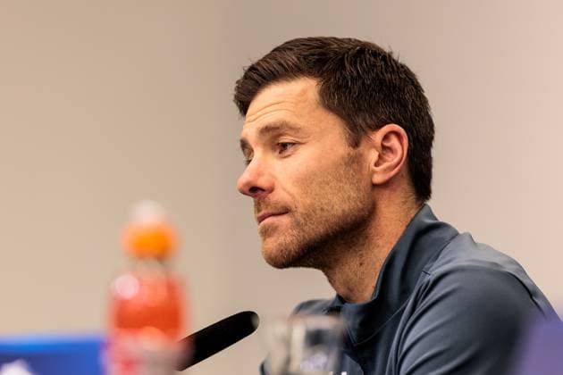 UEFA Champions League final training Bayer 04 Leverkusen 09 12 2024 Xabi Alonso head coach Bayer 04 Leverkusen during the press conference UEFA Champions League final training Bayer 04 Leverkusen before the match against Inter Milan, Leverkusen, BayArena on 09 12 2024 Copyright: xBEAUTIFULxSPORTS Wunderlx