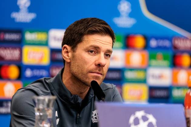 UEFA Champions League final training Bayer 04 Leverkusen 09 12 2024 Xabi Alonso head coach Bayer 04 Leverkusen during the press conference UEFA Champions League final training Bayer 04 Leverkusen before the match against Inter Milan, Leverkusen, BayArena on 09 12 2024 Copyright: xBEAUTIFULxSPORTS Wunderlx