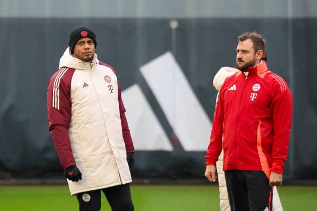 Vincent Kompany FC Bayern Muenchen, Head Coach with Rene Maric FC Bayern Muenchen, Co Coach , GER, Final Training, FC Bayern Muenchen, Football, UEFA Champions League, Matchday 6, Season 2024 2025, 09 12 2024, GER, Final Training, FC Bayern Muenchen, Football, UEFA Champions League, Matchday 6, Season 2024 2025, 09 12 2024 Muenchen Copyright: xEibner-Pressefoto JennixMaulx EP_JML