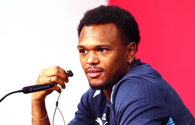 RB Leipzig Press Conference Champions League Leipzig, 09 12 2024, Red Bull Arena, Football, UEFA Champions League, Matchday 1, RB LEIPZIG vs ASTON VILLA FC on 10 12 2024 , Press conference RB Leipzig the day before the match , In the picture Lois Openda player RB Leipzig , Picture Point