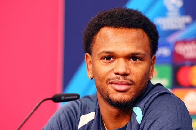 RB Leipzig Press Conference Champions League Leipzig, 09 12 2024, Red Bull Arena, Football, UEFA Champions League, Matchday 1, RB LEIPZIG vs ASTON VILLA FC on 10 12 2024 , Press conference RB Leipzig the day before the match , In the picture Lois Openda player RB Leipzig , Picture Point