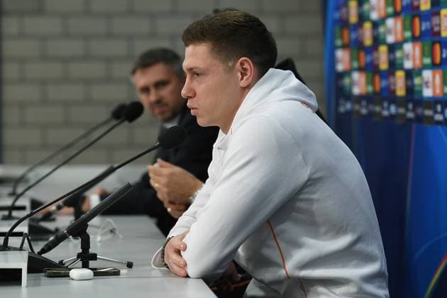 Soccer Champions League international press conference Shakhtar Donetsk on 09 12 2024 at the Arena AufSchalke in Gelsenkirchen Mykola Matviyenko Donetsk xRx