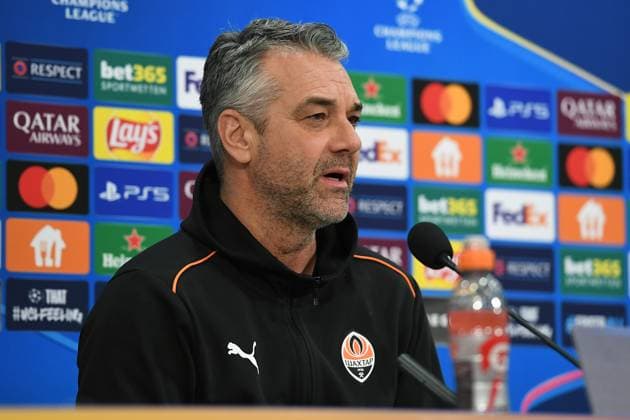 Soccer Champions League international press conference Shakhtar Donetsk on 09 12 2024 at the Arena AufSchalke in Gelsenkirchen Marino Pusic Coach Head Coach Donetsk xRx