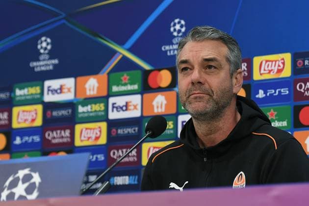 Soccer Champions League international press conference Shakhtar Donetsk on 09 12 2024 at the Arena AufSchalke in Gelsenkirchen Marino Pusic Coach Head Coach Donetsk xRx