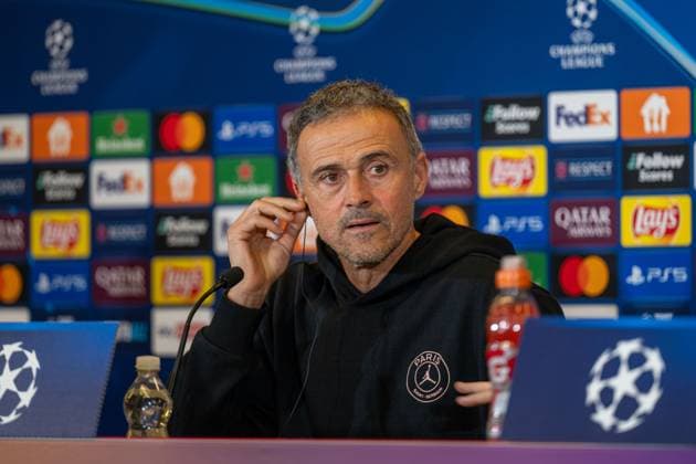 SOCCER - UEFA CL, RBS vs PSG SALZBURG,AUSTRIA,09.DEC.24 - SOCCER - UEFA Champions League, Red Bull Salzburg vs Paris Saint German, preview, press conference, PK, Pressekonferenz PSG. Image shows head coach Luis Enrique (PSG).  GEPAxpictures xWolfgangxKofler