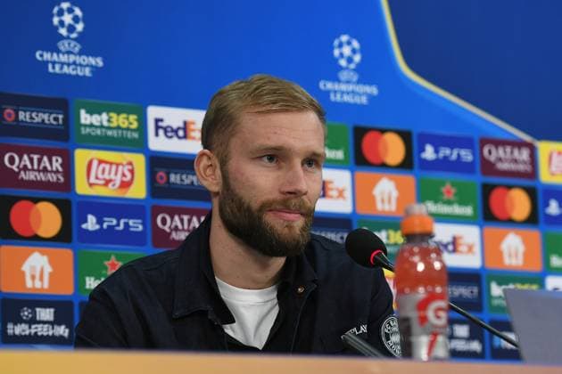 Soccer Champions League international press conference FC Bayern Munich on 09 12 2024 at the Arena AufSchalke in Gelsenkirchen Konrad Laimer Munich xRx