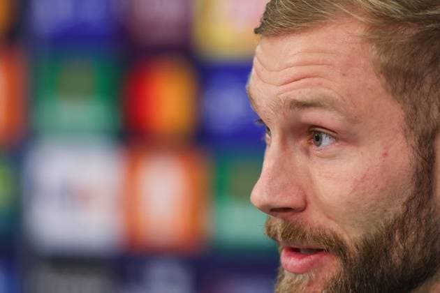 09 12 2024, Football, Season 2024 2025, Champions League, Matchday 6, Press conference FC Bayern Munich, Konrad Laimer FC Bayern Munich Gelsenkirchen Veltins Arena NRW Germany xRHR PHOTO TRx Copyright: TimxRehbein RHR-FOTOx RHR-FOTO TR