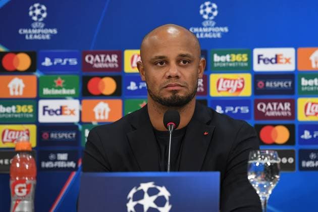 Soccer Champions League international press conference FC Bayern Munich on 09 12 2024 at the Arena AufSchalke in Gelsenkirchen Vincent Kompany Coach Head Coach Munich xRx