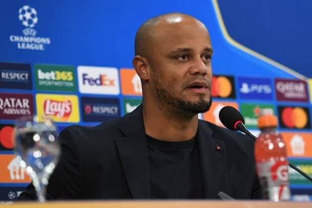 Soccer Champions League international press conference FC Bayern Munich on 09 12 2024 at the Arena AufSchalke in Gelsenkirchen Vincent Kompany Coach Head Coach Munich xRx