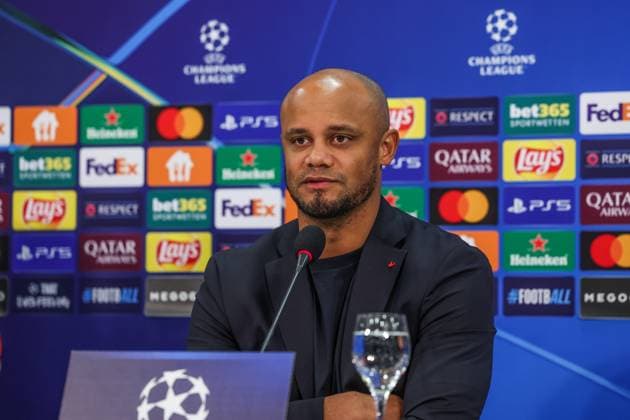 09 12 2024, Football, Season 2024 2025, Champions League, Matchday 6, Press conference FC Bayern Munich, Coach Vincent Kompany FC Bayern Munich Gelsenkirchen Veltins Arena NRW Germany xRHR PHOTO TRx Copyright: TimxRehbein RHR-FOTOx RHR-FOTO TR